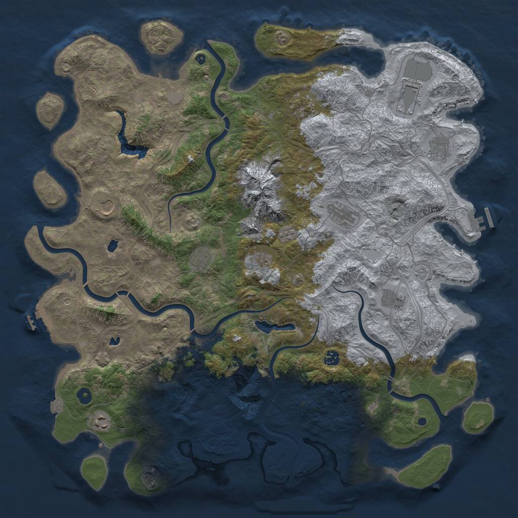 Rust Map: Procedural Map, Size: 5000, Seed: 186768, 17 Monuments