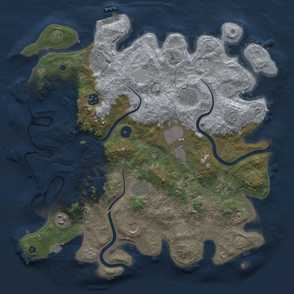 Rust Map: Procedural Map, Size: 3900, Seed: 470204448, 16 Monuments