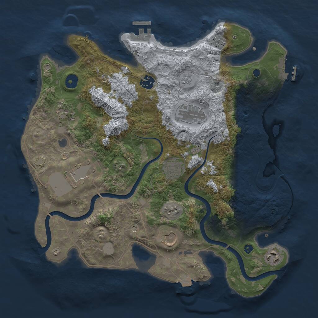 Rust Map: Procedural Map, Size: 3500, Seed: 4242, 14 Monuments