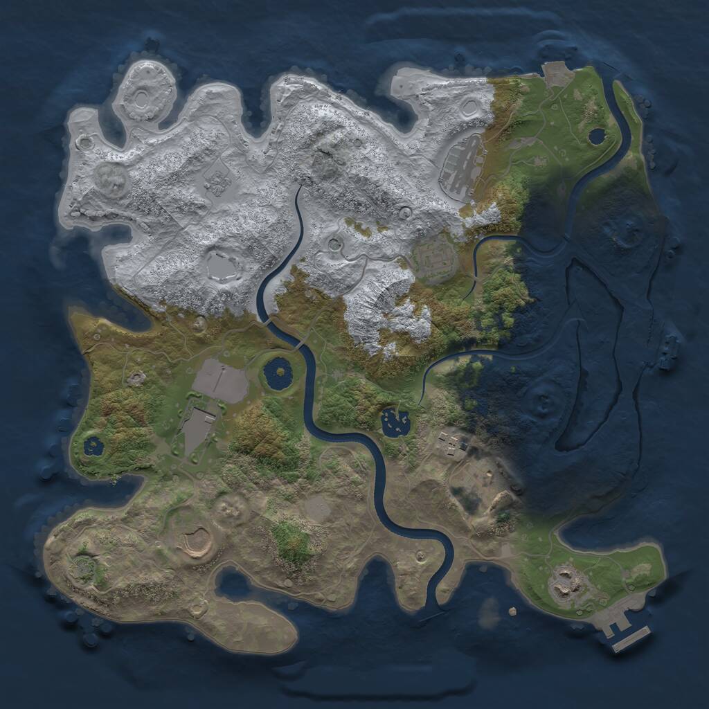 Rust Map: Procedural Map, Size: 3500, Seed: 28107, 14 Monuments