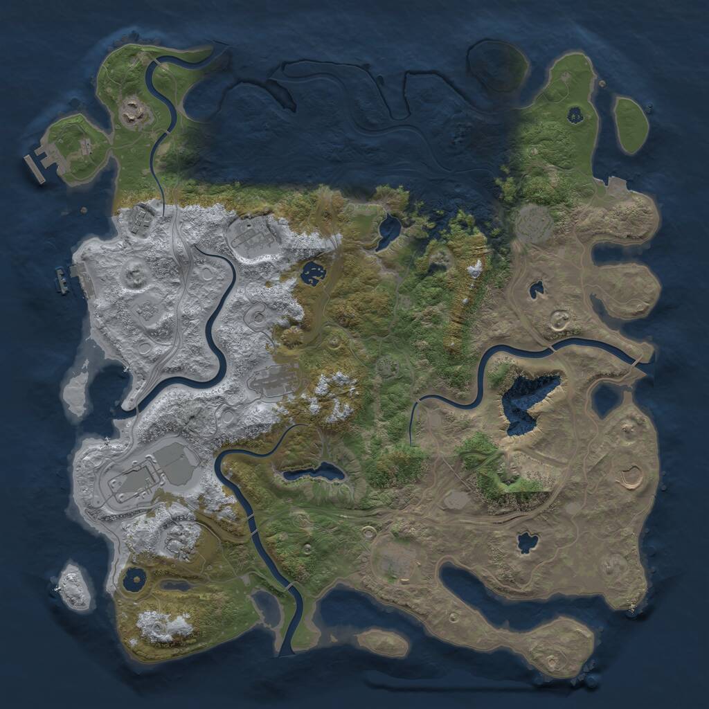 Rust Map: Procedural Map, Size: 4500, Seed: 308633, 16 Monuments