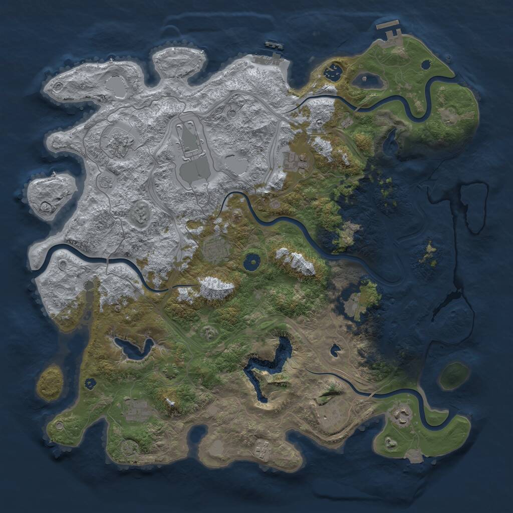 Rust Map: Procedural Map, Size: 4500, Seed: 807365, 16 Monuments