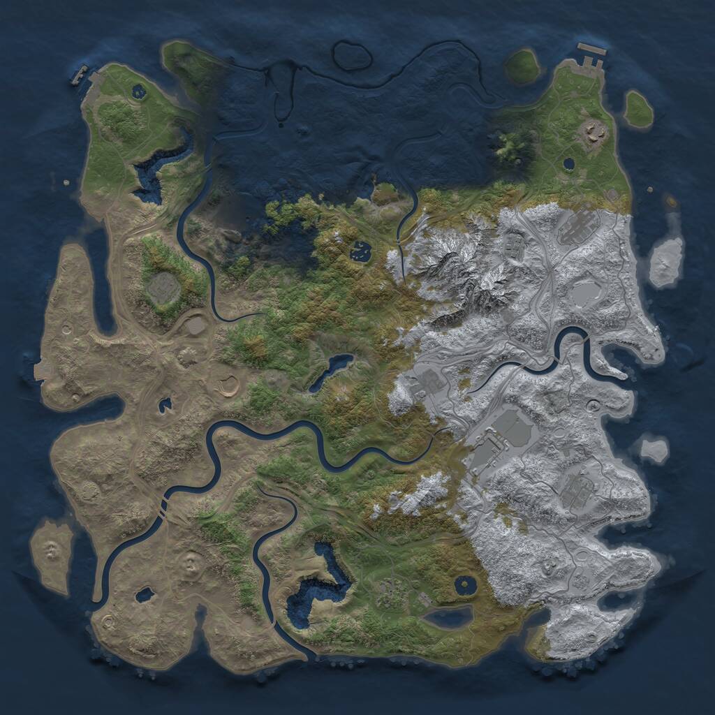 Rust Map: Procedural Map, Size: 5000, Seed: 775149, 17 Monuments