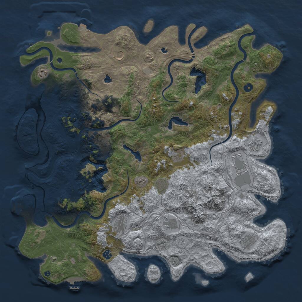 Rust Map: Procedural Map, Size: 5000, Seed: 816903, 17 Monuments