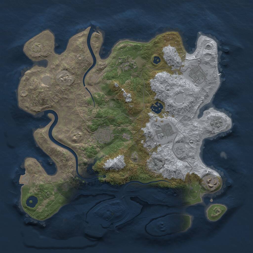 Rust Map: Procedural Map, Size: 3300, Seed: 958049, 12 Monuments