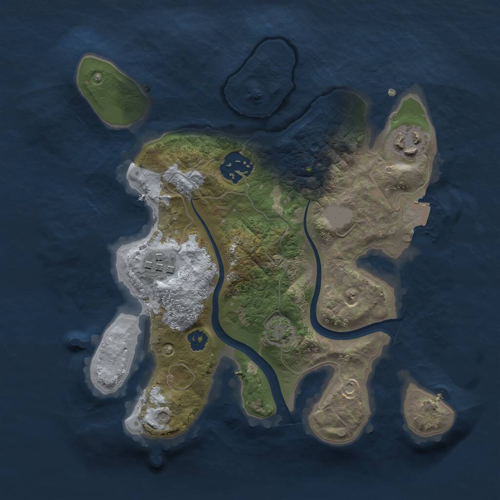 Rust Map: Procedural Map, Size: 2500, Seed: 608812123, 5 Monuments