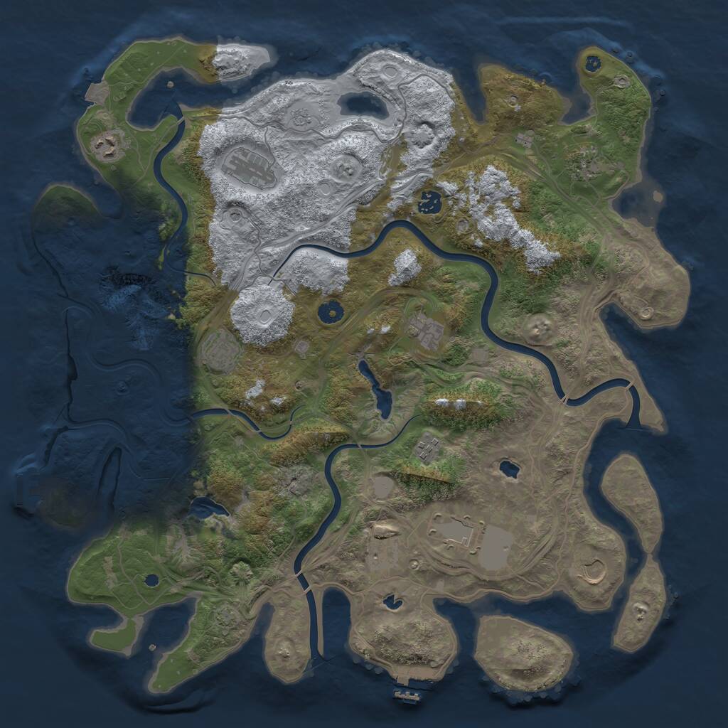 Rust Map: Procedural Map, Size: 4500, Seed: 1299400571, 16 Monuments