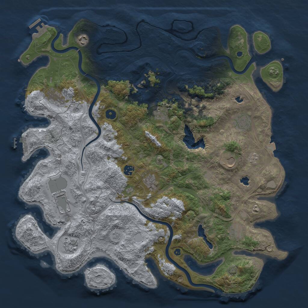 Rust Map: Procedural Map, Size: 4500, Seed: 828219, 17 Monuments