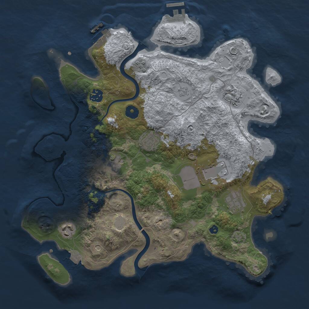 Rust Map: Procedural Map, Size: 3500, Seed: 4323, 14 Monuments