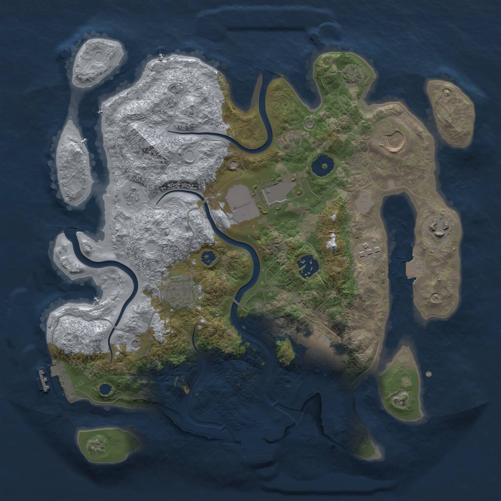 Rust Map: Procedural Map, Size: 3500, Seed: 384659, 13 Monuments