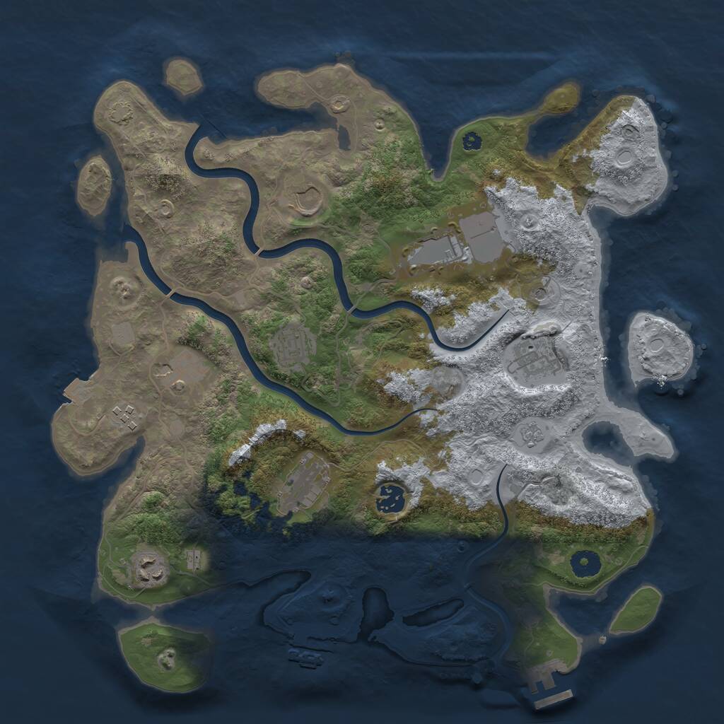 Rust Map: Procedural Map, Size: 3750, Seed: 488274, 15 Monuments