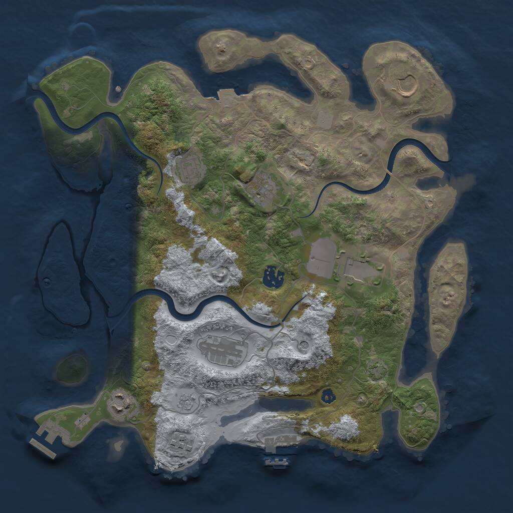 Rust Map: Procedural Map, Size: 3500, Seed: 660556, 14 Monuments
