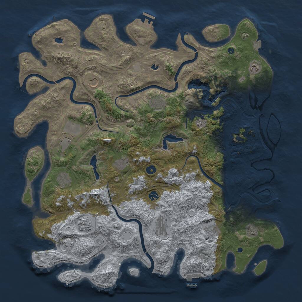 Rust Map: Procedural Map, Size: 4750, Seed: 881342, 17 Monuments