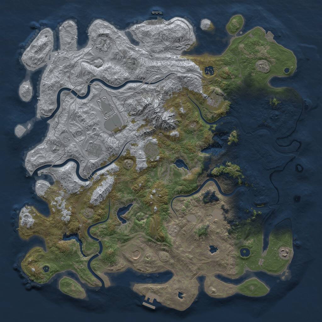 Rust Map: Procedural Map, Size: 5000, Seed: 117086, 16 Monuments