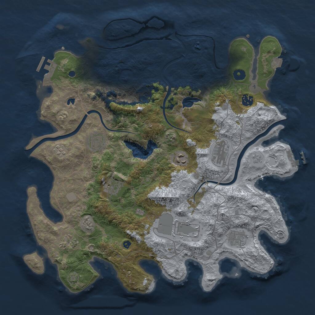 Rust Map: Procedural Map, Size: 4000, Seed: 891409, 15 Monuments