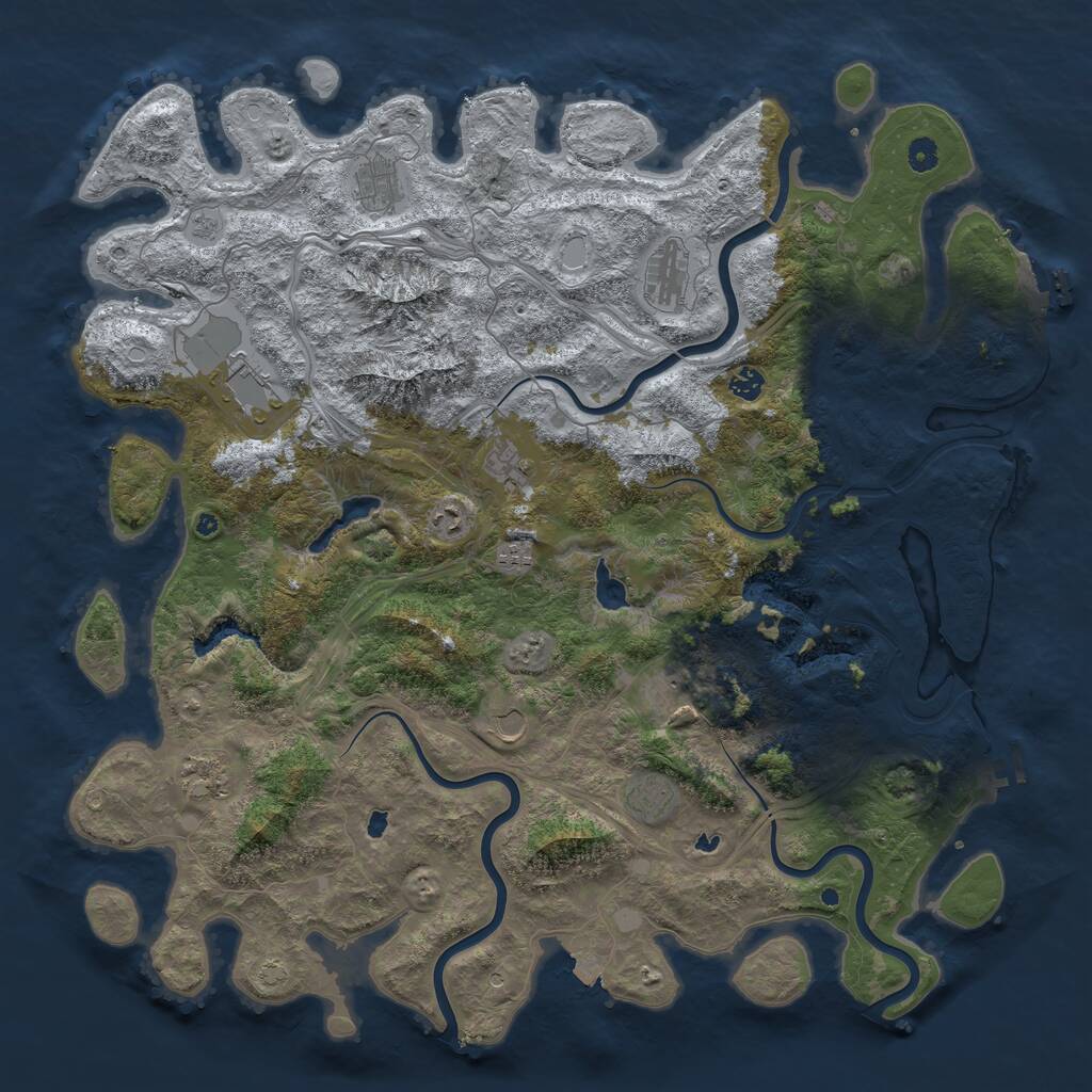 Rust Map: Procedural Map, Size: 5000, Seed: 410495, 17 Monuments