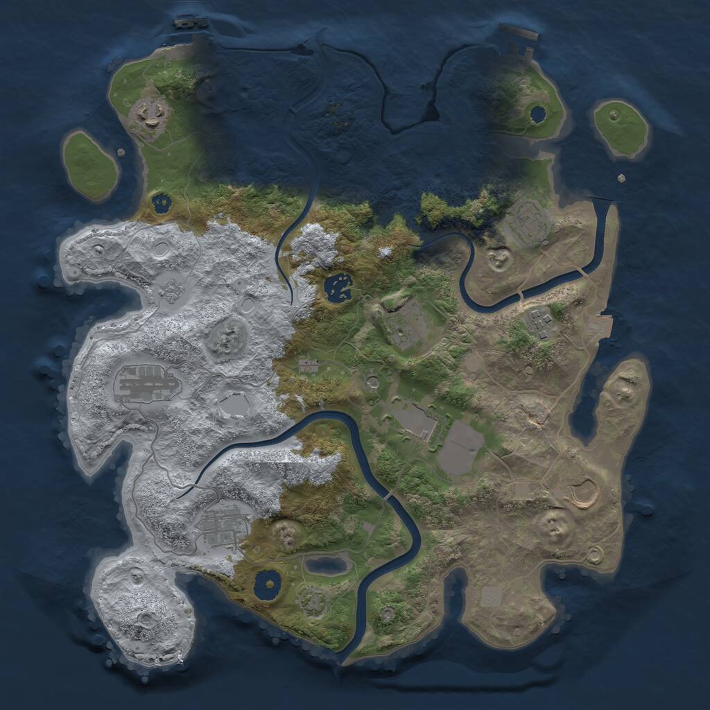Rust Map: Procedural Map, Size: 3600, Seed: 654712630, 15 Monuments