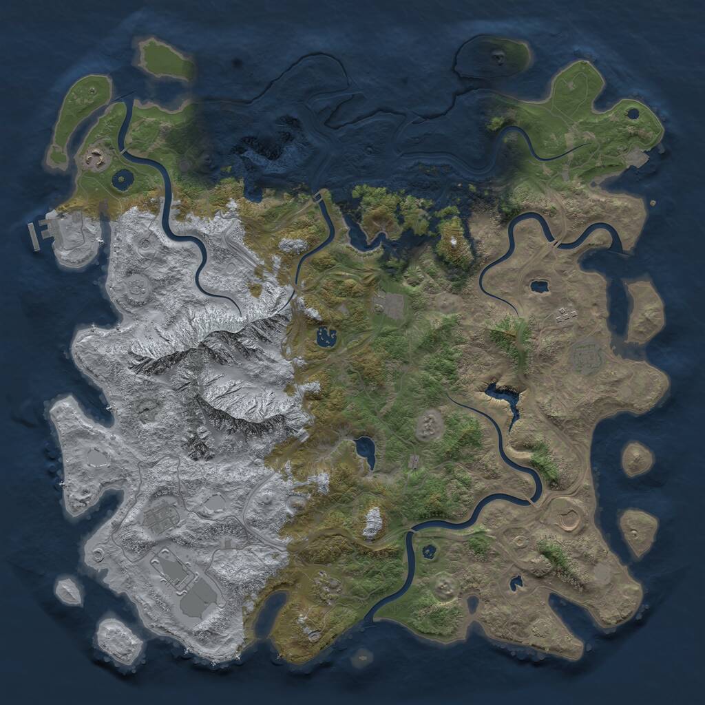 Rust Map: Procedural Map, Size: 5000, Seed: 770800, 14 Monuments