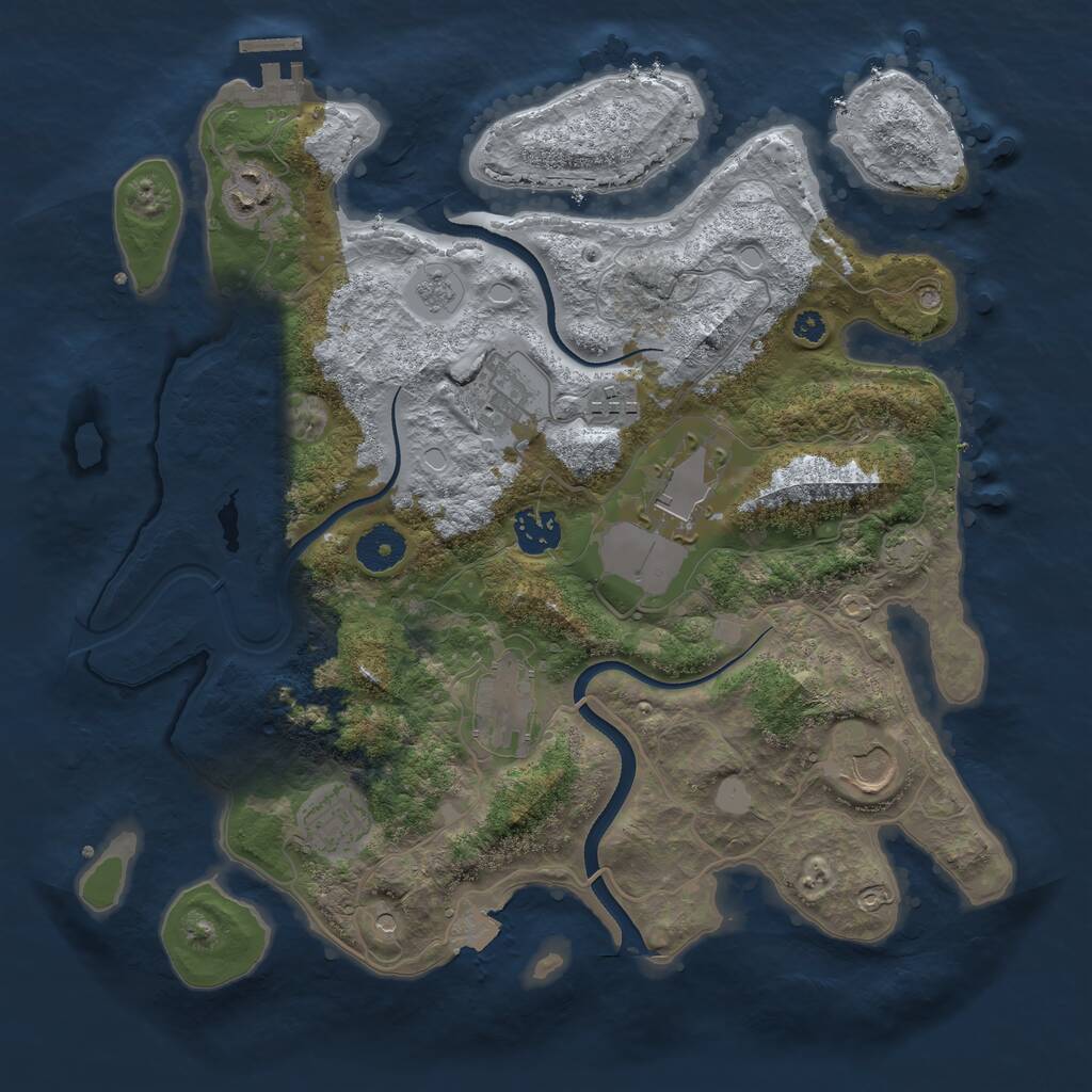 Rust Map: Procedural Map, Size: 3500, Seed: 385641, 13 Monuments