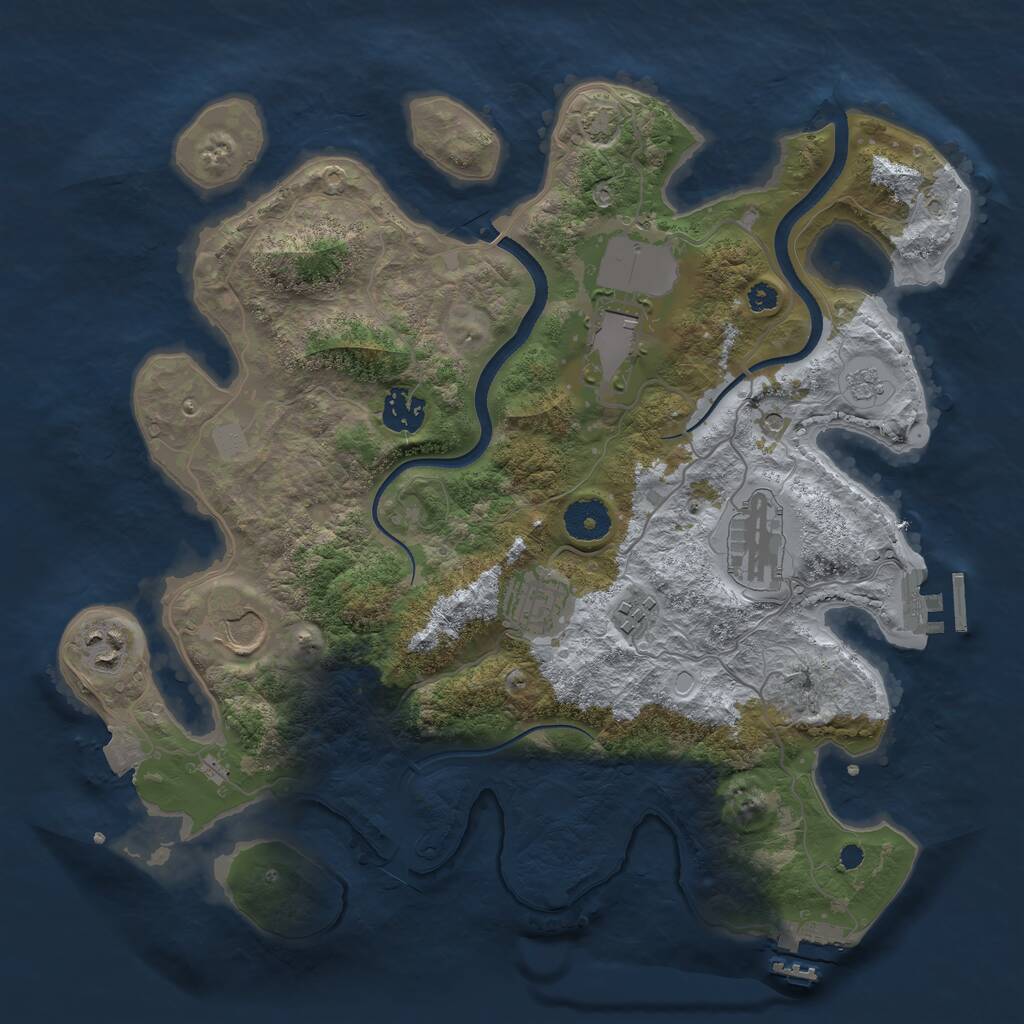 Rust Map: Procedural Map, Size: 3500, Seed: 735738, 13 Monuments