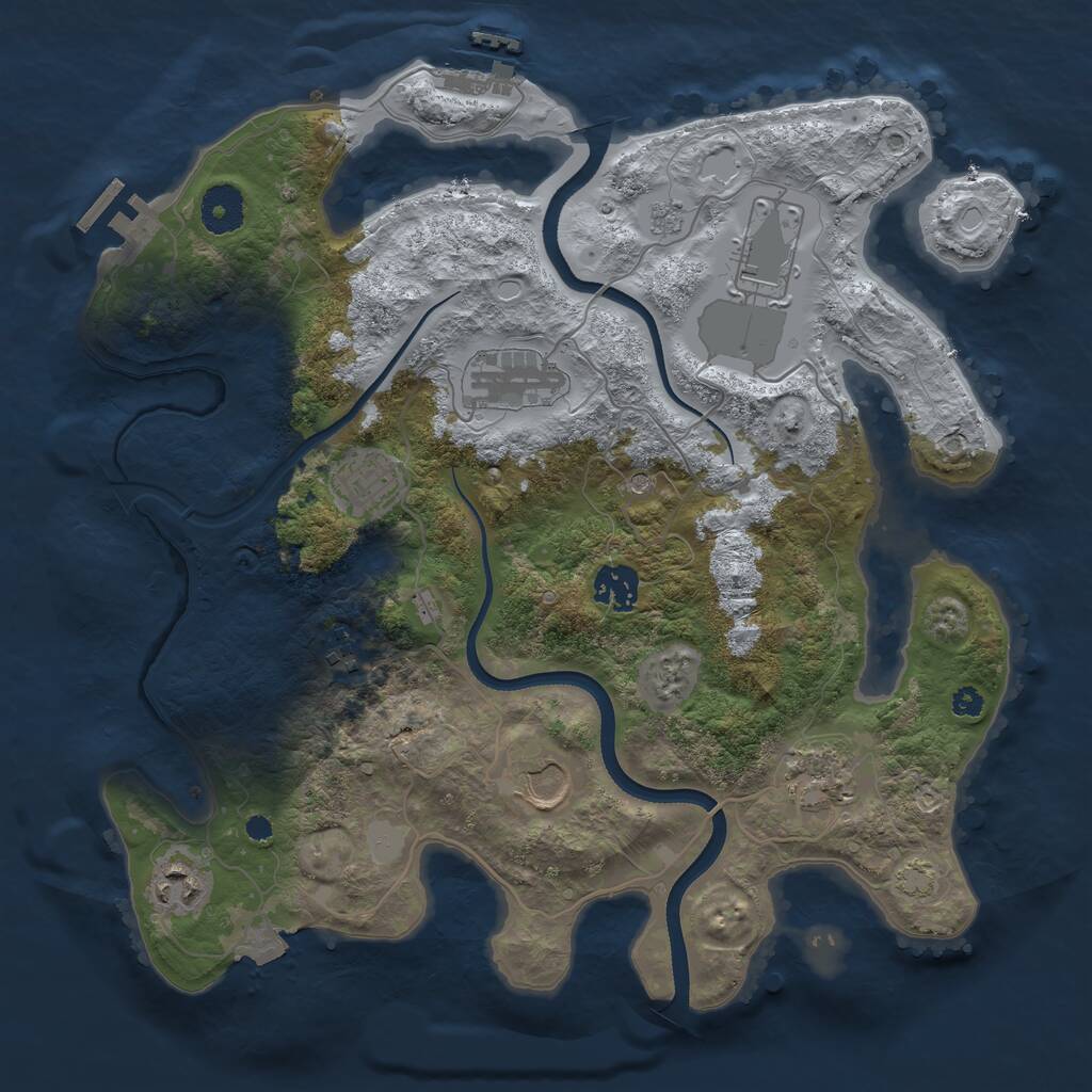 Rust Map: Procedural Map, Size: 3500, Seed: 247022, 14 Monuments