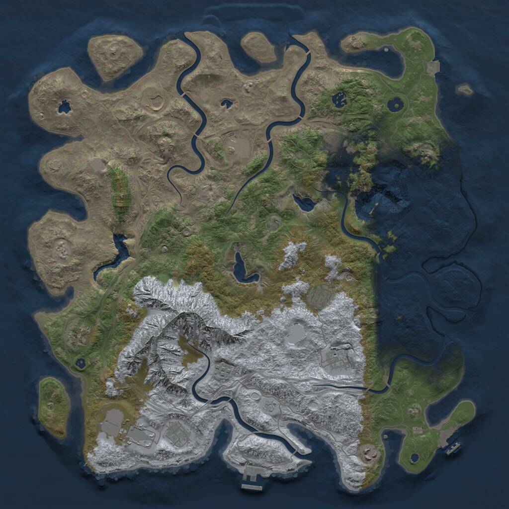 Rust Map: Procedural Map, Size: 5000, Seed: 755547, 17 Monuments
