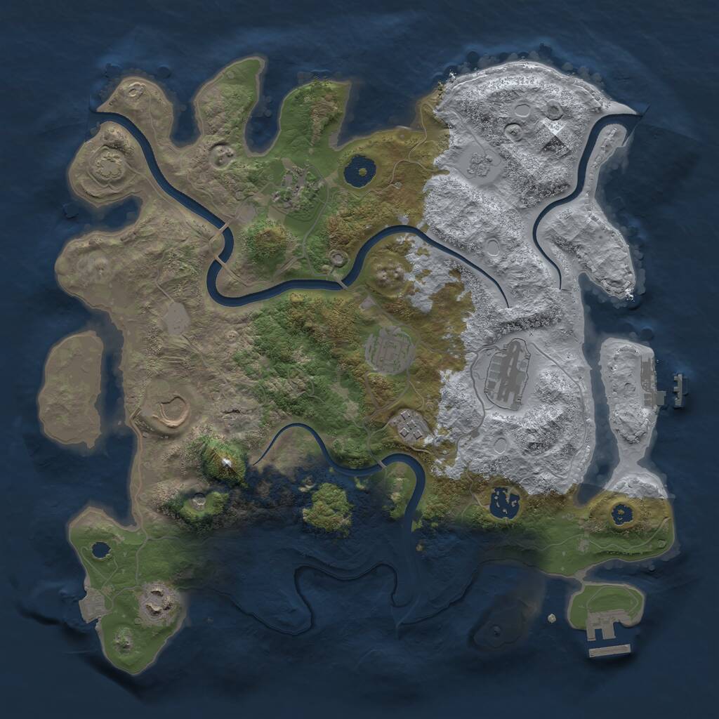 Rust Map: Procedural Map, Size: 3500, Seed: 382593055, 13 Monuments