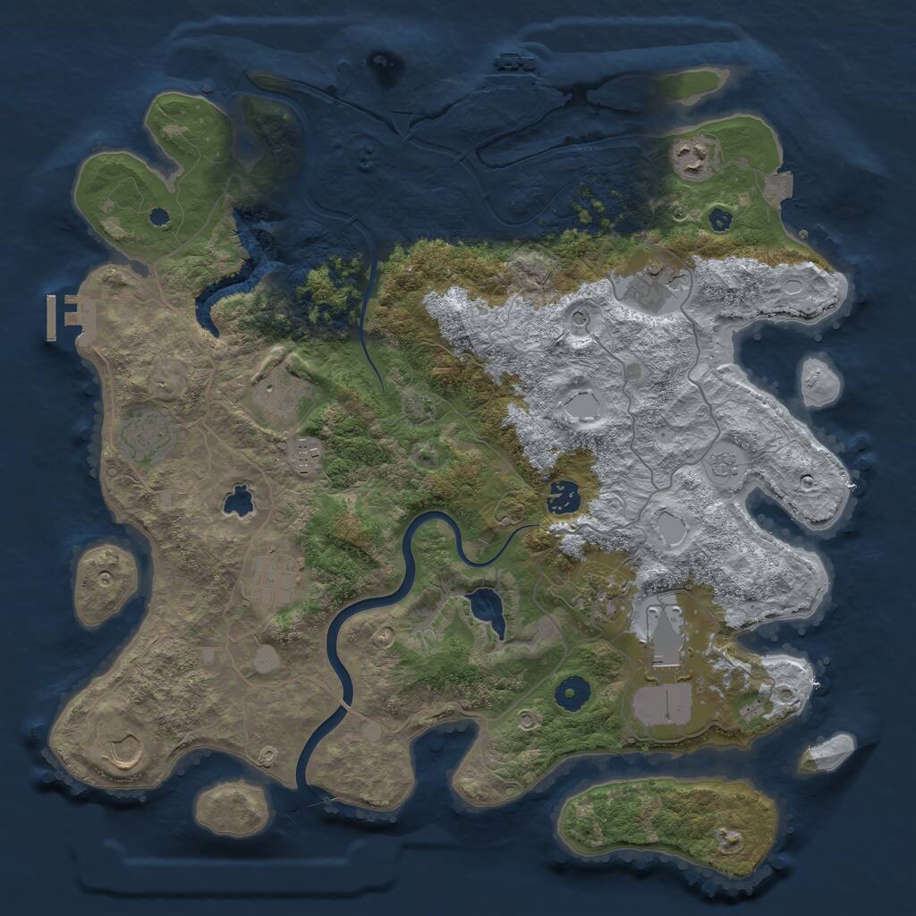 Rust Map: Procedural Map, Size: 4000, Seed: 992754393, 16 Monuments