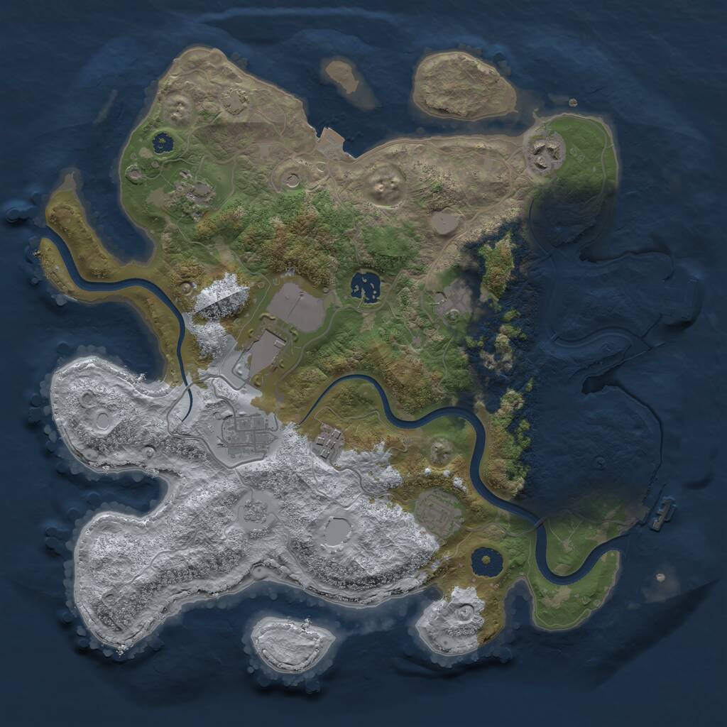 Rust Map: Procedural Map, Size: 3500, Seed: 437888, 14 Monuments
