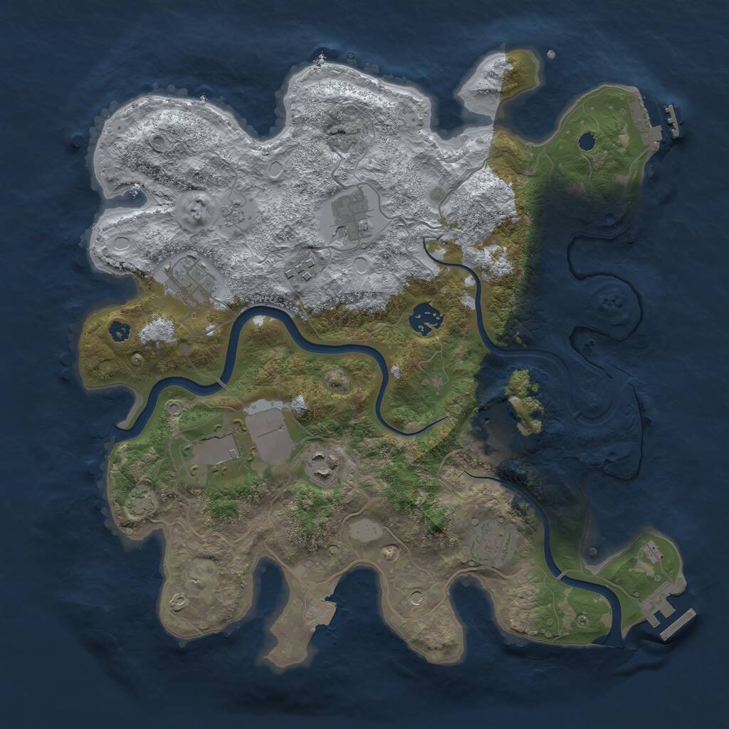 Rust Map: Procedural Map, Size: 3500, Seed: 496737670, 14 Monuments