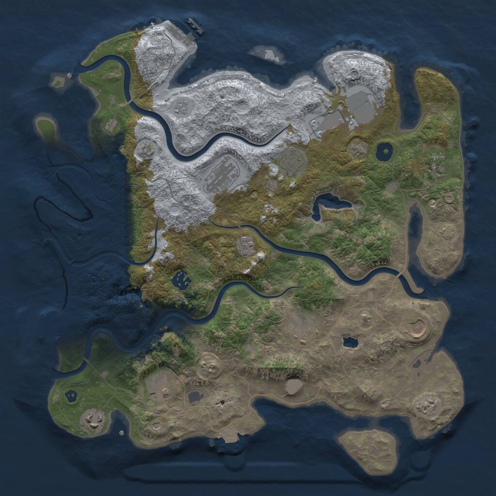 Rust Map: Procedural Map, Size: 4050, Seed: 173758348, 16 Monuments