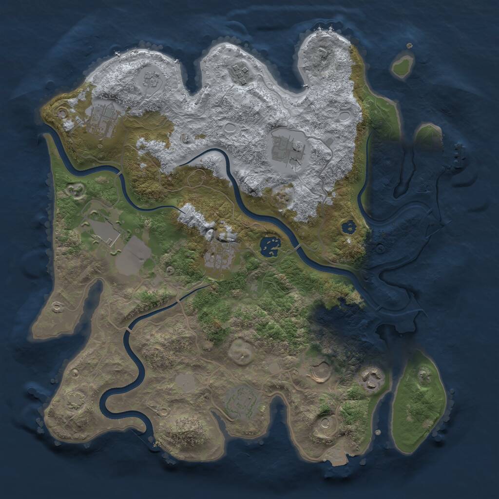 Rust Map: Procedural Map, Size: 3500, Seed: 10047823, 14 Monuments