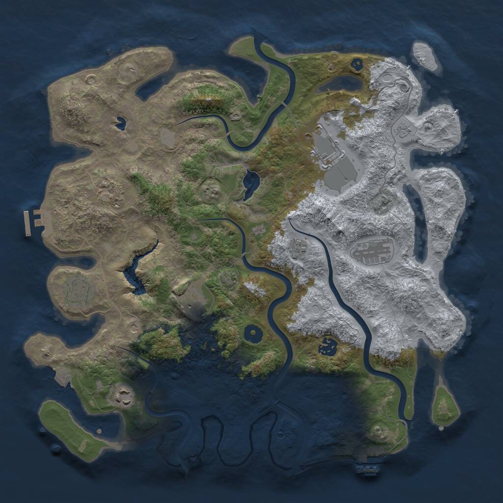Rust Map: Procedural Map, Size: 4000, Seed: 2090476372, 14 Monuments