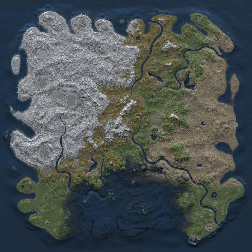 Rust Map: Procedural Map, Size: 6000, Seed: 1086992916, 17 Monuments