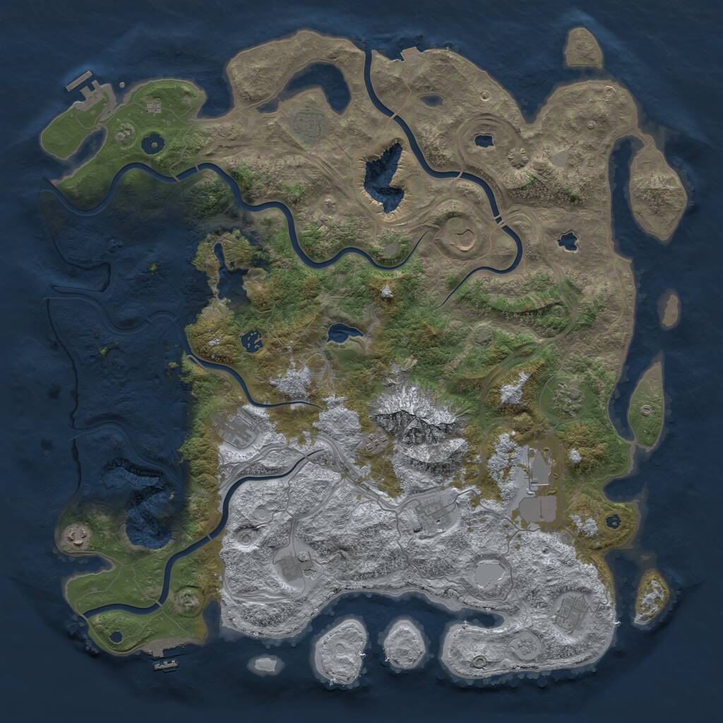 Rust Map: Procedural Map, Size: 5000, Seed: 578038, 17 Monuments