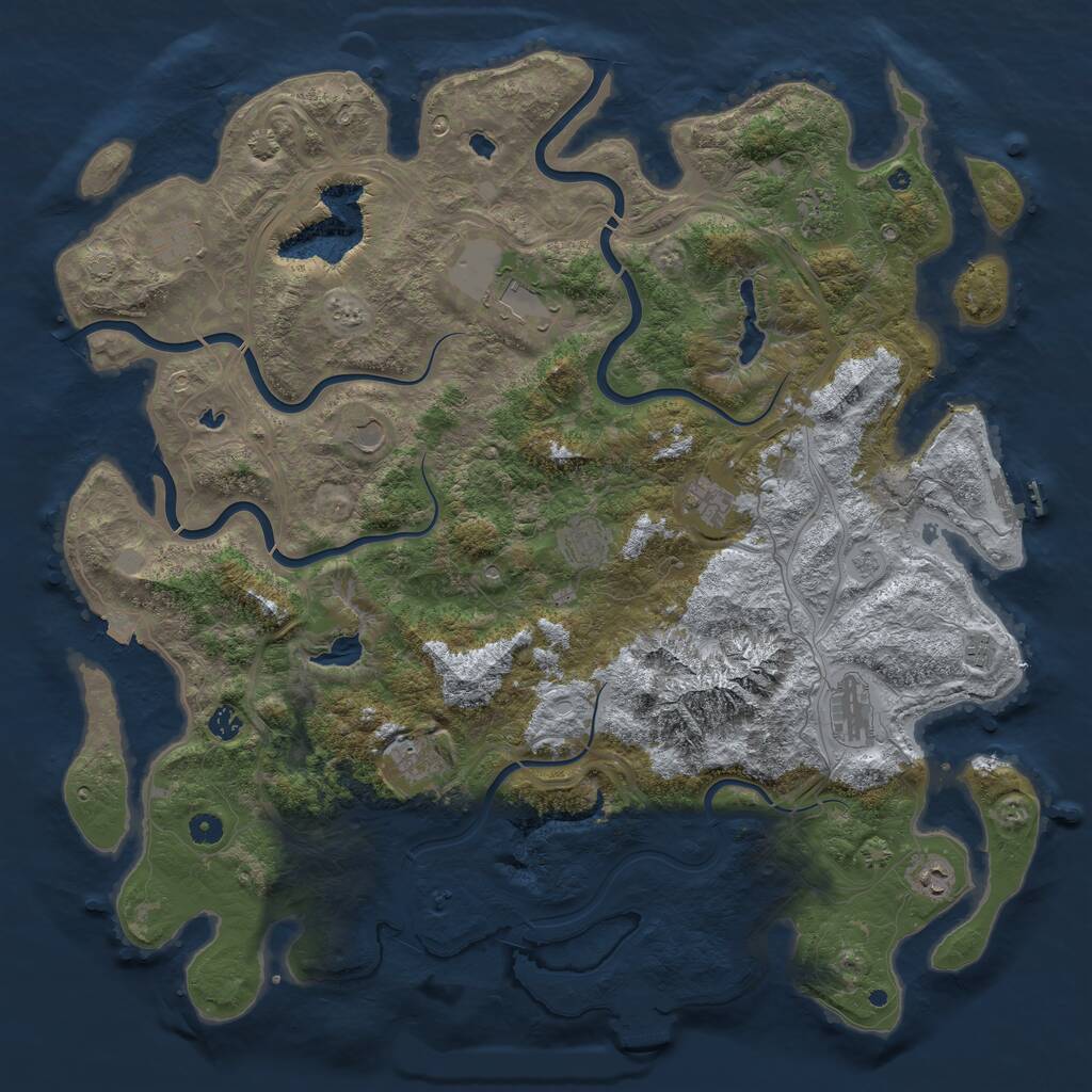 Rust Map: Procedural Map, Size: 5000, Seed: 411166, 17 Monuments