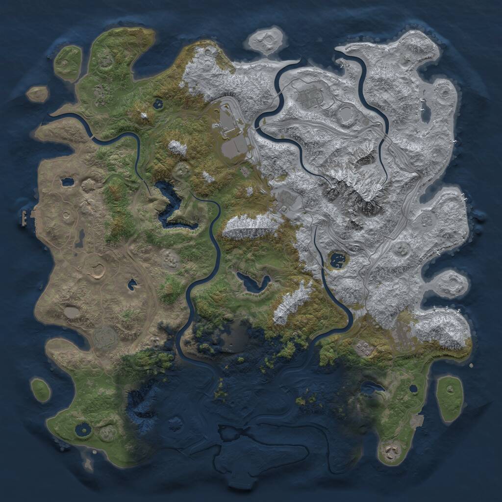 Rust Map: Procedural Map, Size: 5000, Seed: 853301, 17 Monuments