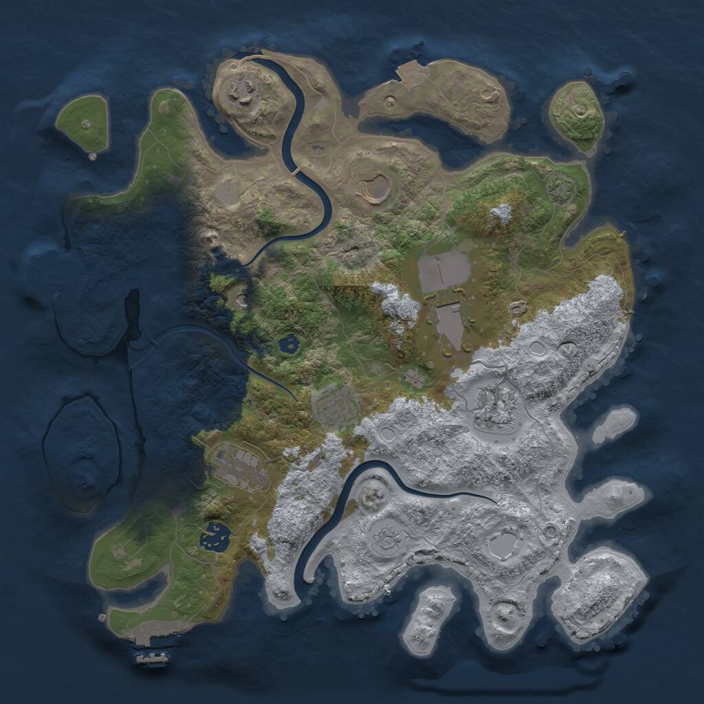 Rust Map: Procedural Map, Size: 3500, Seed: 602829, 13 Monuments