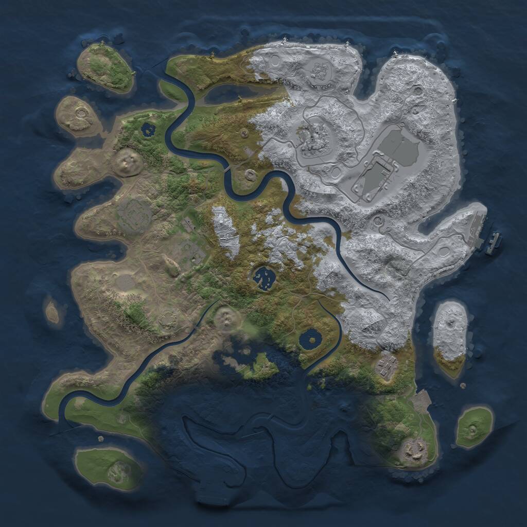 Rust Map: Procedural Map, Size: 3650, Seed: 1886071632, 14 Monuments