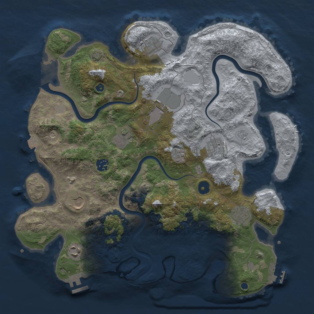 Rust Map: Procedural Map, Size: 3750, Seed: 613184, 15 Monuments