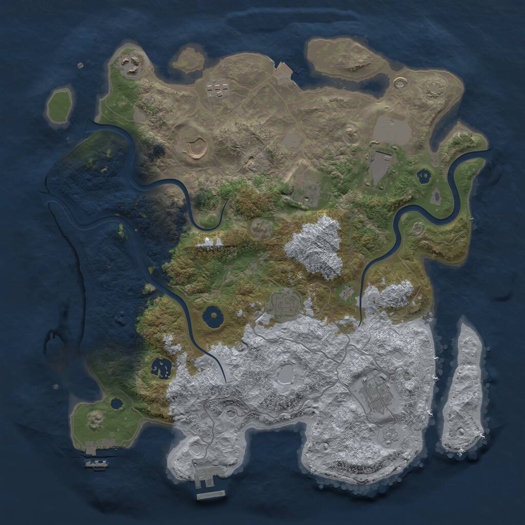 Rust Map: Procedural Map, Size: 3750, Seed: 922860, 14 Monuments