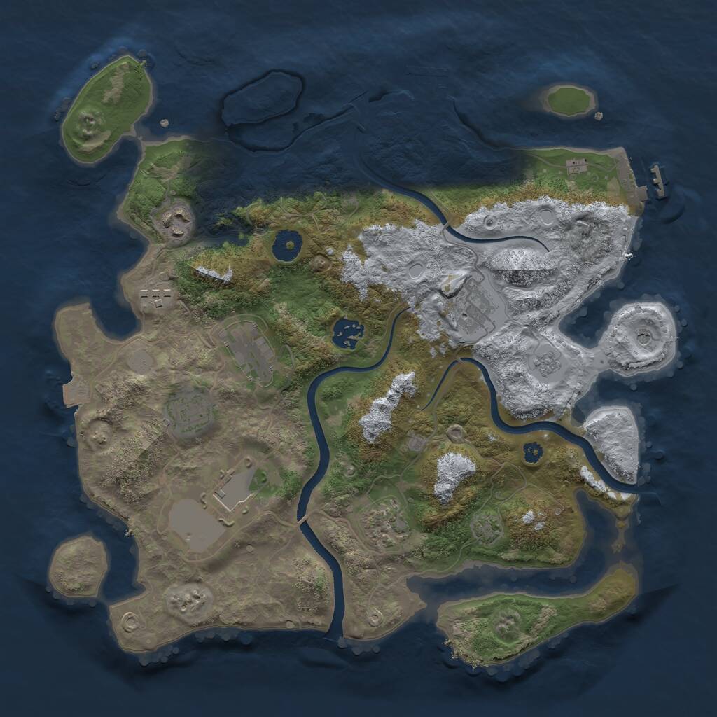 Rust Map: Procedural Map, Size: 3500, Seed: 271923, 14 Monuments