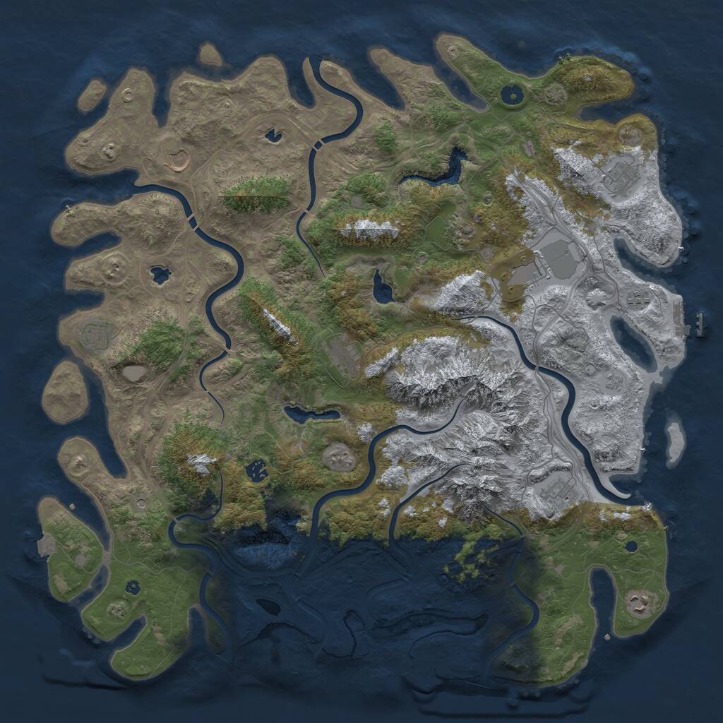 Rust Map: Procedural Map, Size: 5000, Seed: 388294, 16 Monuments