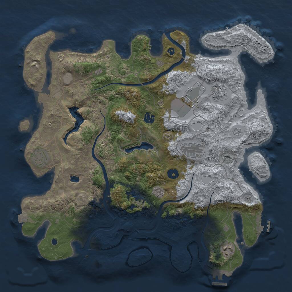 Rust Map: Procedural Map, Size: 4000, Seed: 441438, 13 Monuments