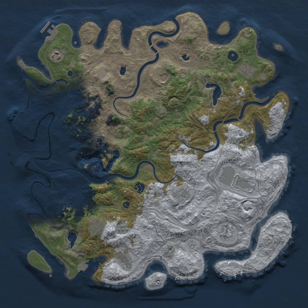 Rust Map: Procedural Map, Size: 4500, Seed: 429075, 16 Monuments