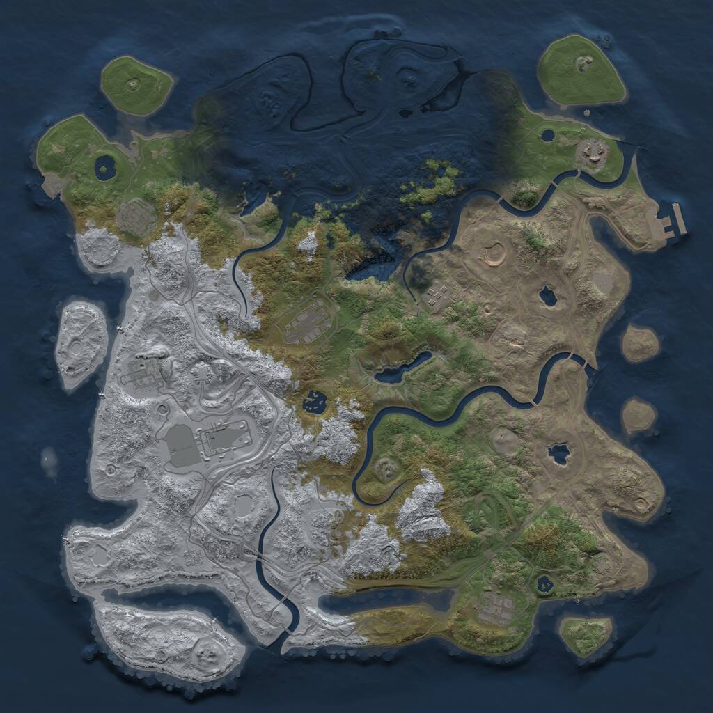 Rust Map: Procedural Map, Size: 4500, Seed: 955458138, 15 Monuments