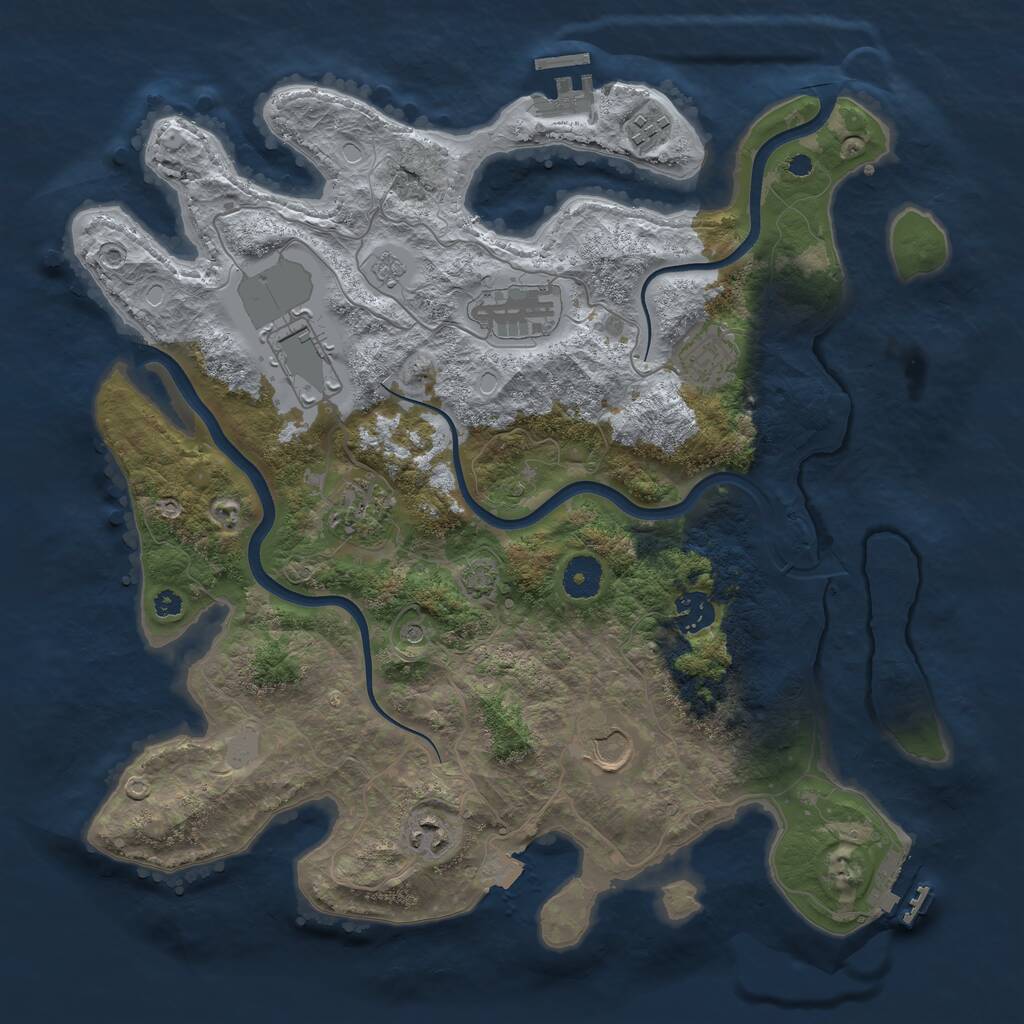 Rust Map: Procedural Map, Size: 3750, Seed: 907653, 14 Monuments