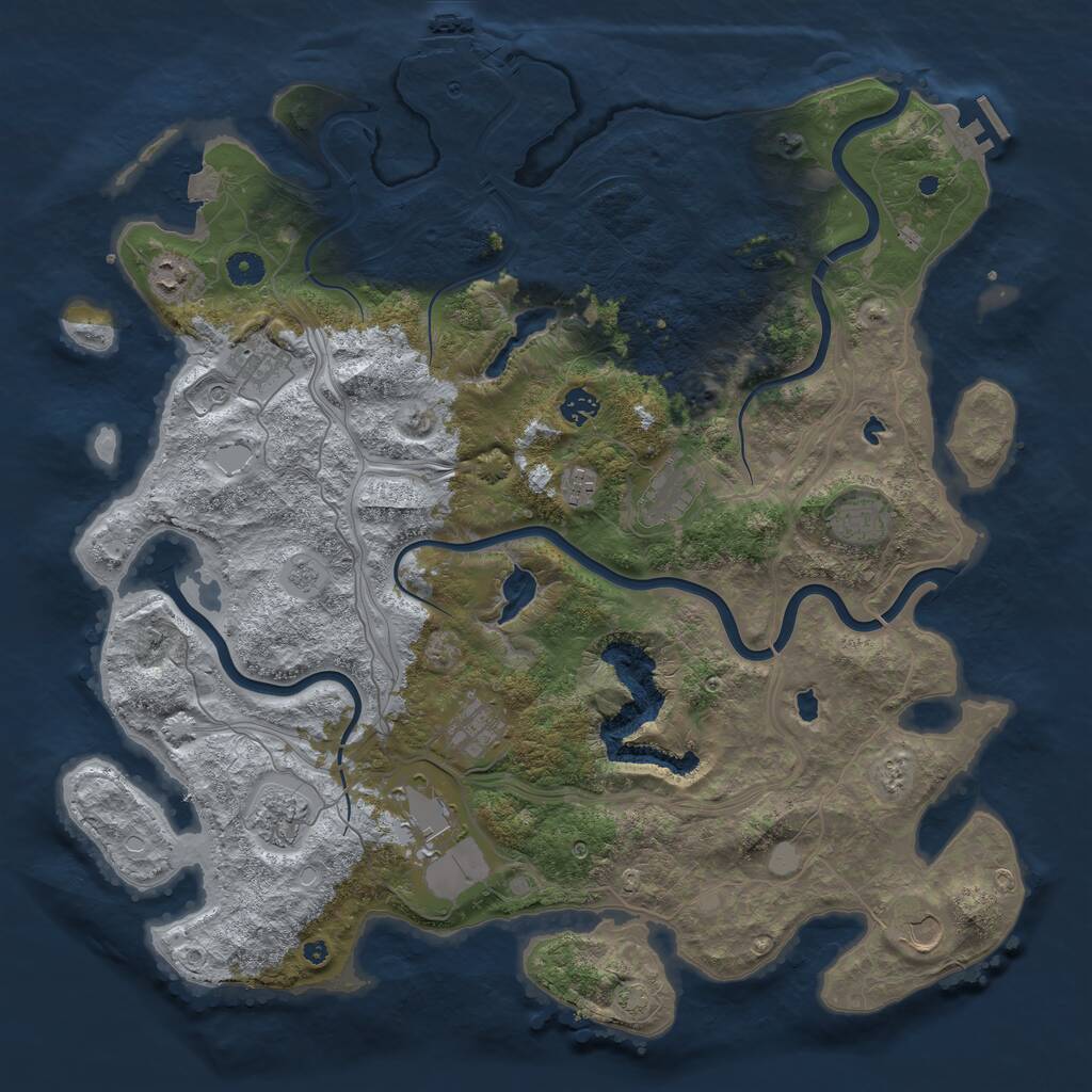 Rust Map: Procedural Map, Size: 4500, Seed: 1250433567, 16 Monuments