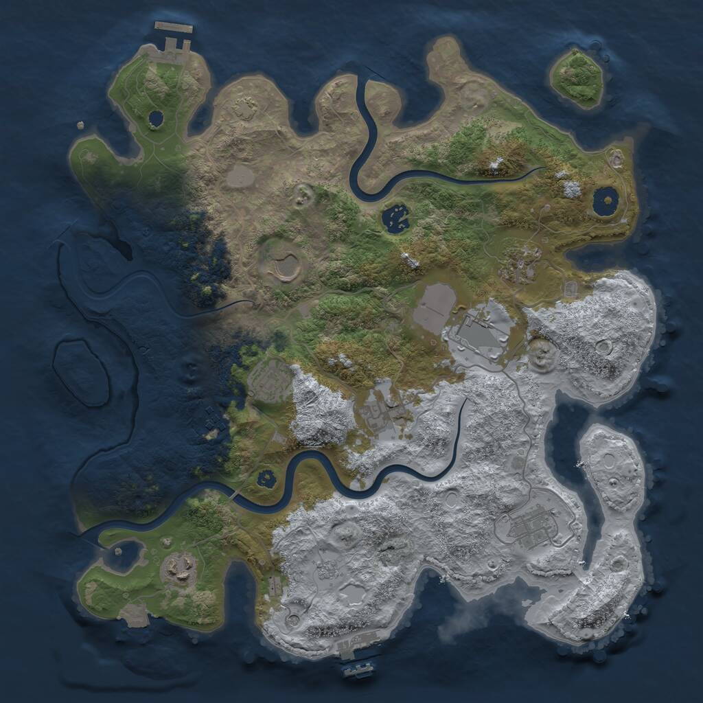 Rust Map: Procedural Map, Size: 3750, Seed: 1141922791, 15 Monuments