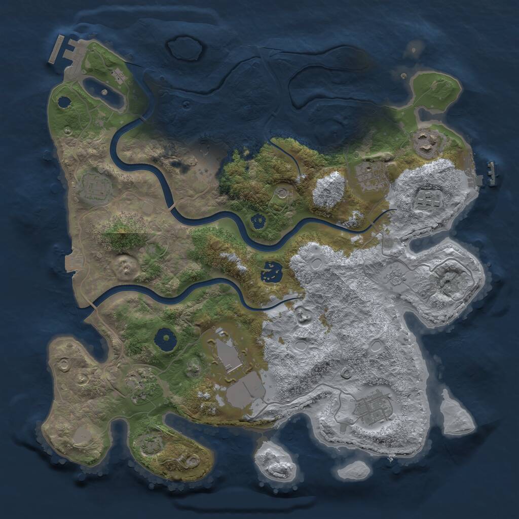 Rust Map: Procedural Map, Size: 3500, Seed: 156062, 15 Monuments